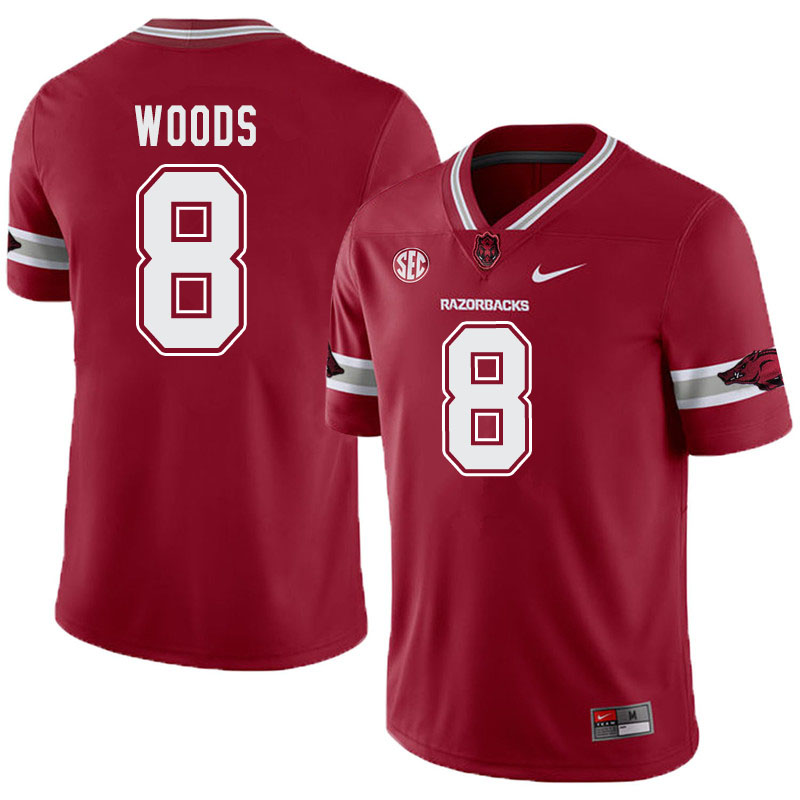 Men #8 Mike Woods Arkansas Razorbacks College Football Alternate Jerseys-Cardinal